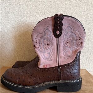 Justin Boots Pink and Brown Western Boots